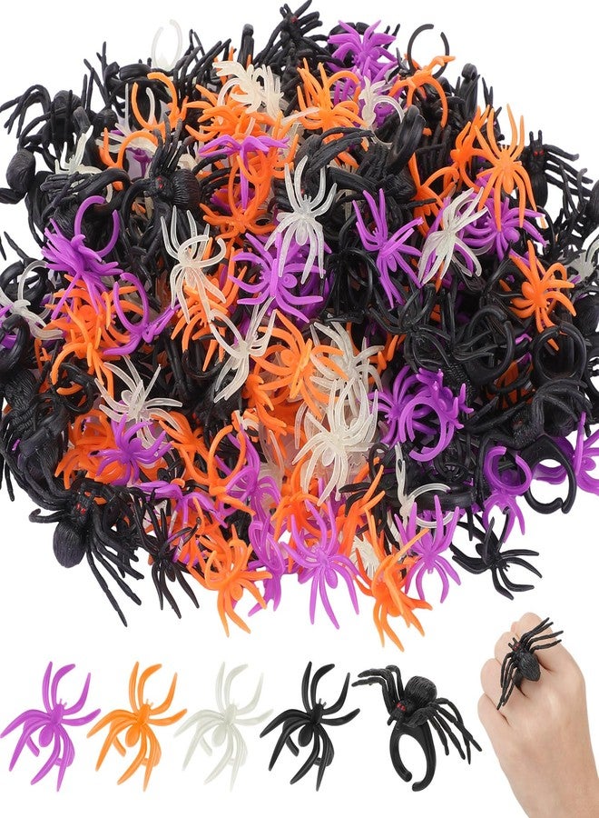 Equsion 248 Pcs Halloween Spider Rings Bulk for Party Favors, Glow in the Dark Plastic Spider Rings for Cupcake Topper, Halloween Trick or Treat Party Favors, Prank Gifts - Image 5
